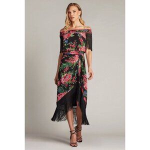 TADASHI SHOJI Women Kaiser Floral Fringe Midi Dress 6